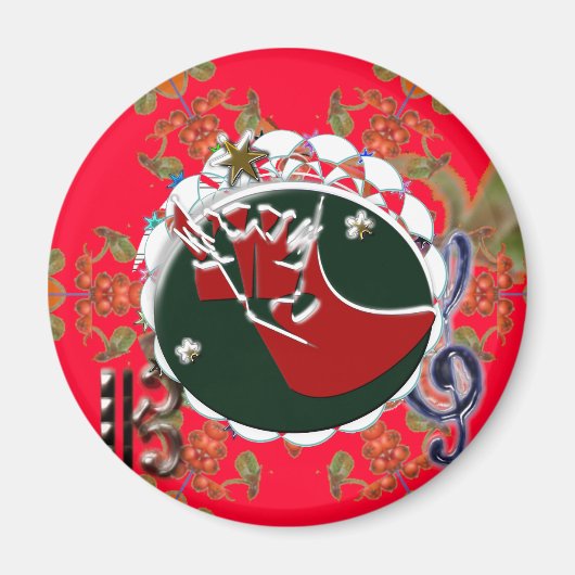 Santa Claus Sock Red Magnet (Vorne)