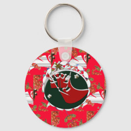 Santa Claus Sock Red Schlüsselanhänger