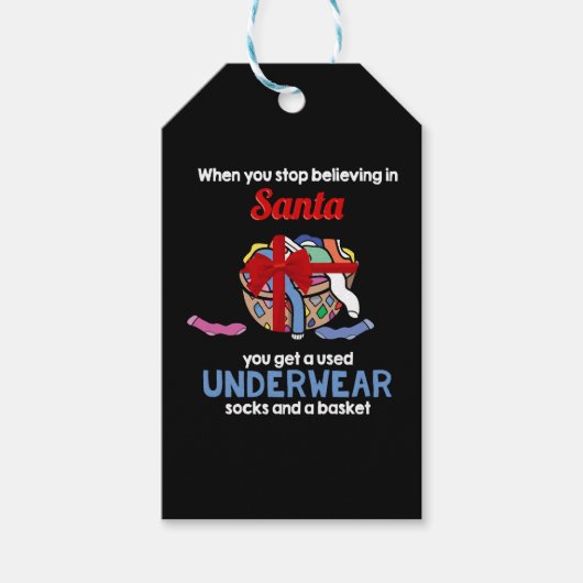 Santa Claus Socks Unterwäsche Weihnachtskids Geschenkanhänger (Vorderseite)