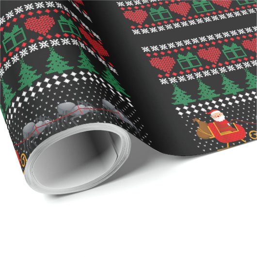 Santa Claus Spider Reindeer Funny UGLY Weihnachten Geschenkpapier (Rolleneckpunkt)