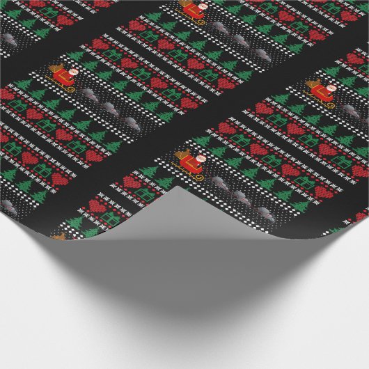 Santa Claus Spider Reindeer Funny UGLY Weihnachten Geschenkpapier (Ecke)