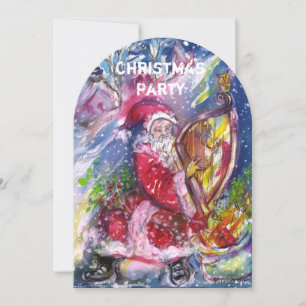 SANTA CLAUS SPIELEN HARP CHRISTMAS PARTY INVITE EINLADUNG