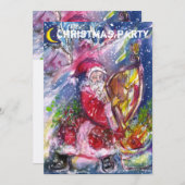SANTA CLAUS SPIELEN HARP CHRISTMAS PARTY INVITE EINLADUNG (Vorne/Hinten)