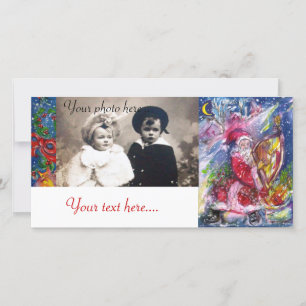 SANTA CLAUS SPIELEN HARP IM MONLIGHT FEIERTAGSKARTE