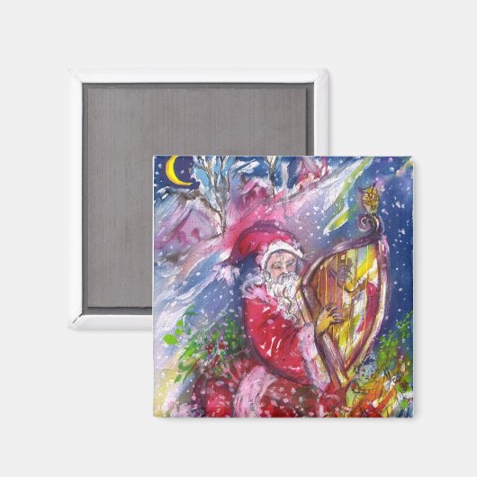 SANTA CLAUS SPIELEN HARP IM MONLIGHT MAGNET (Vorderseite/Rückseite)