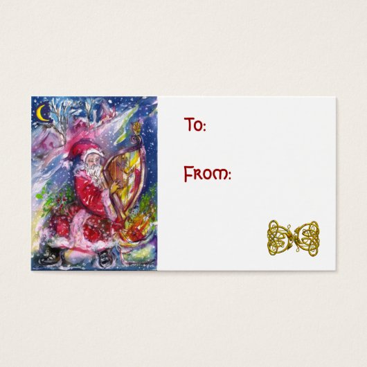 SANTA CLAUS SPIELEN HARP IN MONLIGHT Weihnachten (Vorderseite)