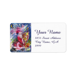 SANTA CLAUS SPIELEN HARP IN MONLIGHT Weihnachten Adressaufkleber