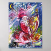 SANTA CLAUS SPIELEN HARP IN MONLIGHT Weihnachten Poster (Vorne)