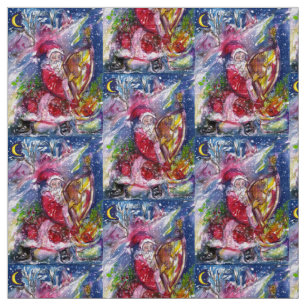 SANTA CLAUS SPIELEN HARP IN MOON LIGHT Weihnachten Stoff