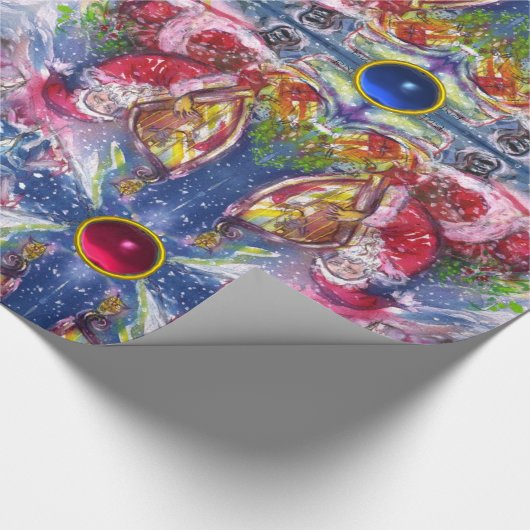 SANTA CLAUS SPIELEN HARP IN MOONLIGHT Abstrakt Geschenkpapier (Ecke)