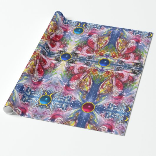 SANTA CLAUS SPIELEN HARP IN MOONLIGHT Abstrakt Geschenkpapier (Ungerollt)