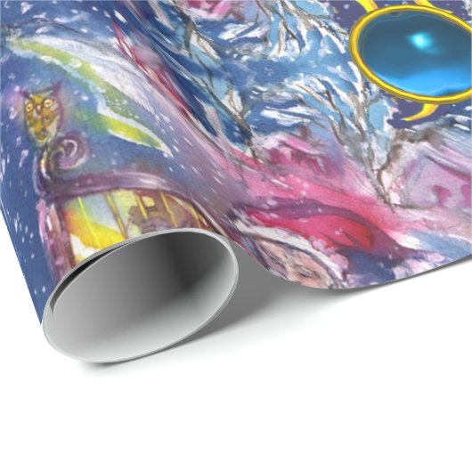 SANTA CLAUS SPIELEN HARP IN MOONLIGHT Abstrakt Geschenkpapier (Rolleneckpunkt)