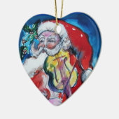 SANTA CLAUS SPIELEN VIOLIN Red Ruby Heart Keramikornament (Links)