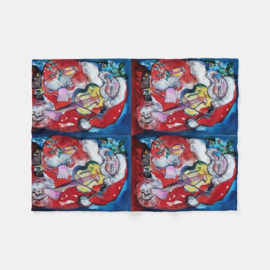 SANTA CLAUS SPIELEN VIOLIN Weihnachts-Party Fleecedecke (Vorderseite (Horizontal))