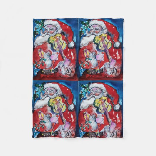 SANTA CLAUS SPIELEN VIOLIN Weihnachts-Party Fleecedecke (Vorderseite)