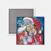 SANTA CLAUS SPIELEN VIOLIN Weihnachts-Party Magnet (Vorderseite/Rückseite)