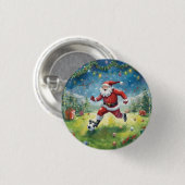 Santa Claus spielt Fußball Weihnachtsfeld Button (Vorne & Hinten)