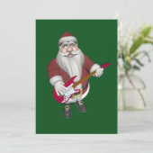 Santa Claus spielt Gitarre Feiertagskarte (Stehend Vorderseite)