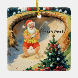 Santa Claus spielt Golf auf dem Golfplatz in Baunk Keramikornament