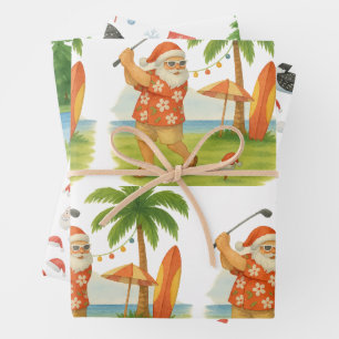Santa Claus spielt Golf Geschenkpapier Set