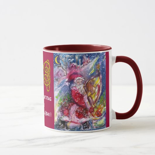 SANTA CLAUS SPIELT HARP IN MOONLIGHT Celtic Knots Tasse (Rechts)