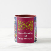 SANTA CLAUS SPIELT HARP IN MOONLIGHT Celtic Knots Tasse (Zentrum)