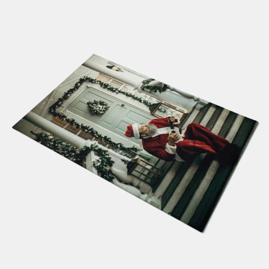 Santa Claus spielt Musik Fußmatte (Schrägansicht)