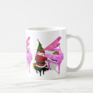 Santa Claus spielt rosa Klavier Kaffeetasse