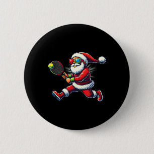 Santa Claus spielt Tennis Spiel Tennis Schläger Ch Button