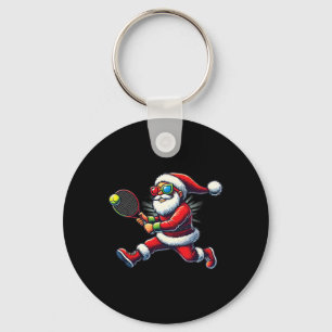 Santa Claus spielt Tennis Spiel Tennis Schläger Ch Schlüsselanhänger