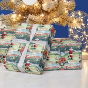 Santa Claus spielt Tennis Weihnachtsfeiertag Geschenkpapier