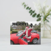 SANTA CLAUS SPORTSCAR CHRISTMAS Postkarten (Stehend Vorderseite)