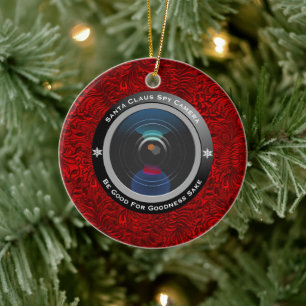 Santa Claus Spy Camera Keramikornament