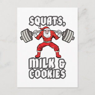 Santa Claus - Squats, Milch und Cookies Feiertagspostkarte