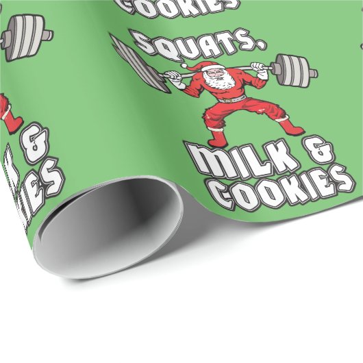 Santa Claus - Squats, Milch und Cookies Geschenkpapier (Rolleneckpunkt)