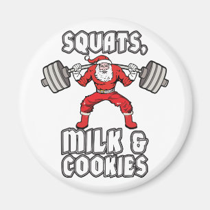 Santa Claus - Squats, Milch und Cookies Magnet