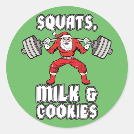 Santa Claus - Squats, Milch und Cookies Runder Aufkleber (Vorderseite)
