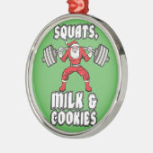 Santa Claus - Squats, Milch und Cookies Silbernes Ornament (Links)