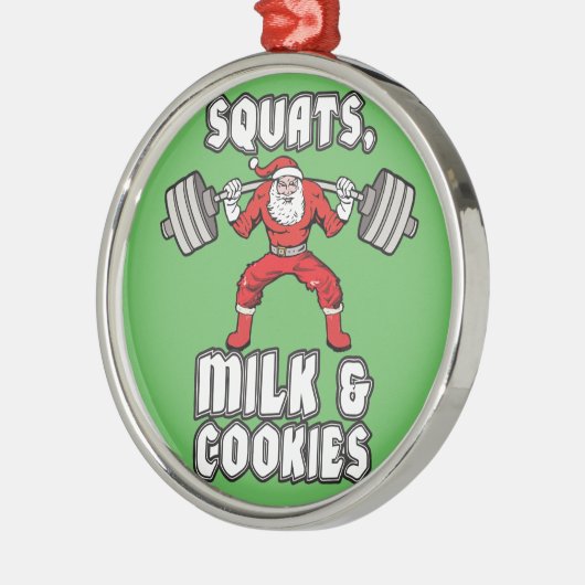 Santa Claus - Squats, Milch und Cookies Silbernes Ornament (Links)