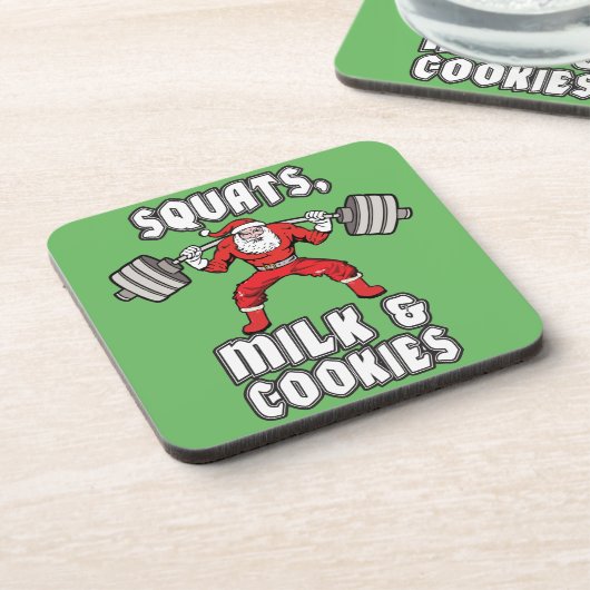 Santa Claus - Squats, Milch und Cookies Untersetzer (Linke Seite)