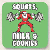 Santa Claus - Squats, Milch und Cookies Untersetzer (Vorderseite)