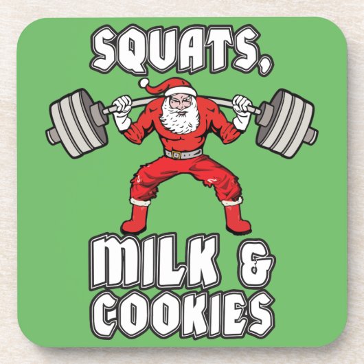 Santa Claus - Squats, Milch und Cookies Untersetzer (Vorderseite)