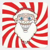 Santa Claus Starburst Screwball Graphics Quadratischer Aufkleber (Vorderseite)