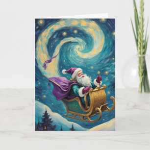 Santa Claus Starry Night Benutzerdefinierter Text Karte