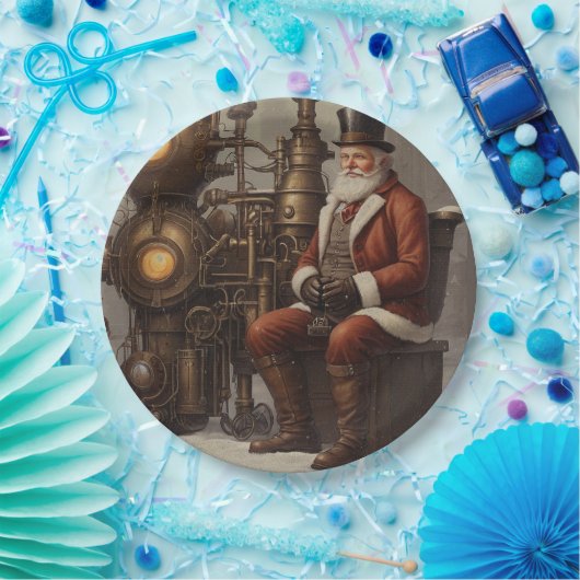 Santa Claus Steampunk Weihnachtsdesign Pappteller (Party)