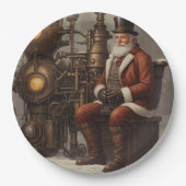 Santa Claus Steampunk Weihnachtsdesign Pappteller (Vorderseite)