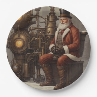 Santa Claus Steampunk Weihnachtsdesign Pappteller