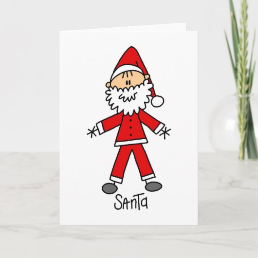 Santa Claus Stick Figure Card Feiertagskarte (Vorderseite)