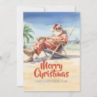 Santa-Claus-Strand-Wasserfarbe