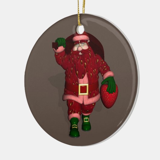 Santa Claus Strawberry Bauer Keramik Ornament (Links)